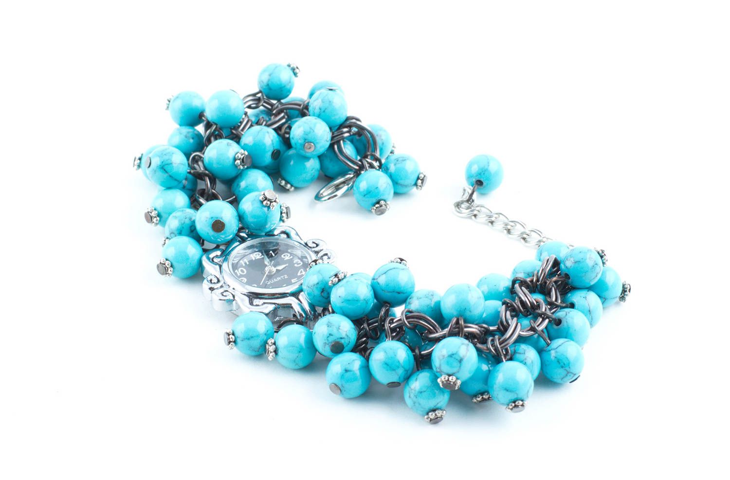 Montre quartz faite main Accessoire femme bracelet en turquoise Cadeau femme photo 3