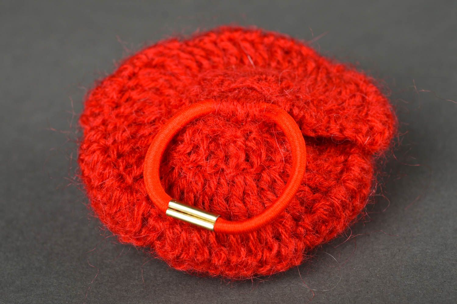Élastique à cheveux fait main Accessoire cheveux rouge au crochet Cadeau femme photo 5