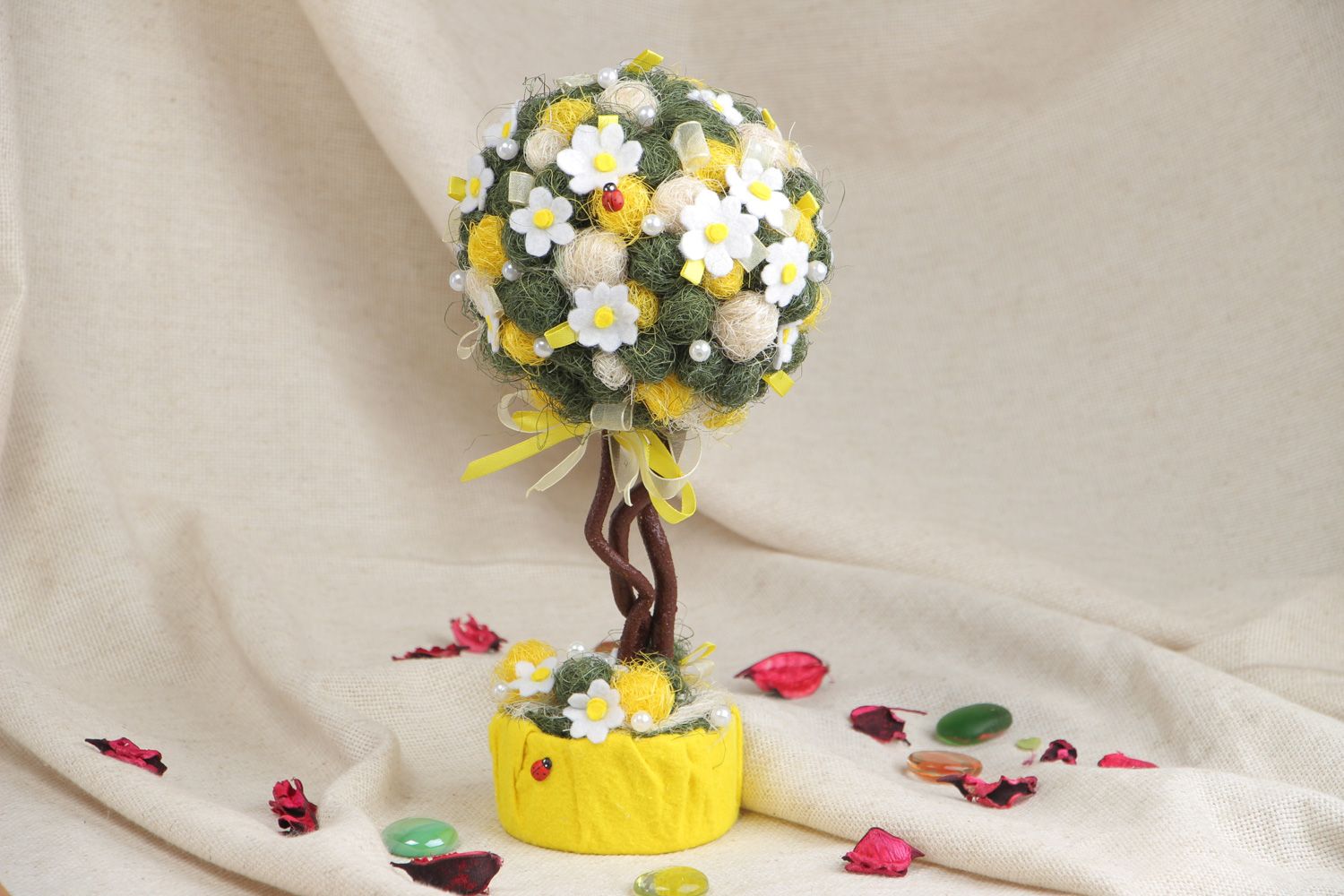 Topiario de flores hecho a mano árbol decorativo original foto 5