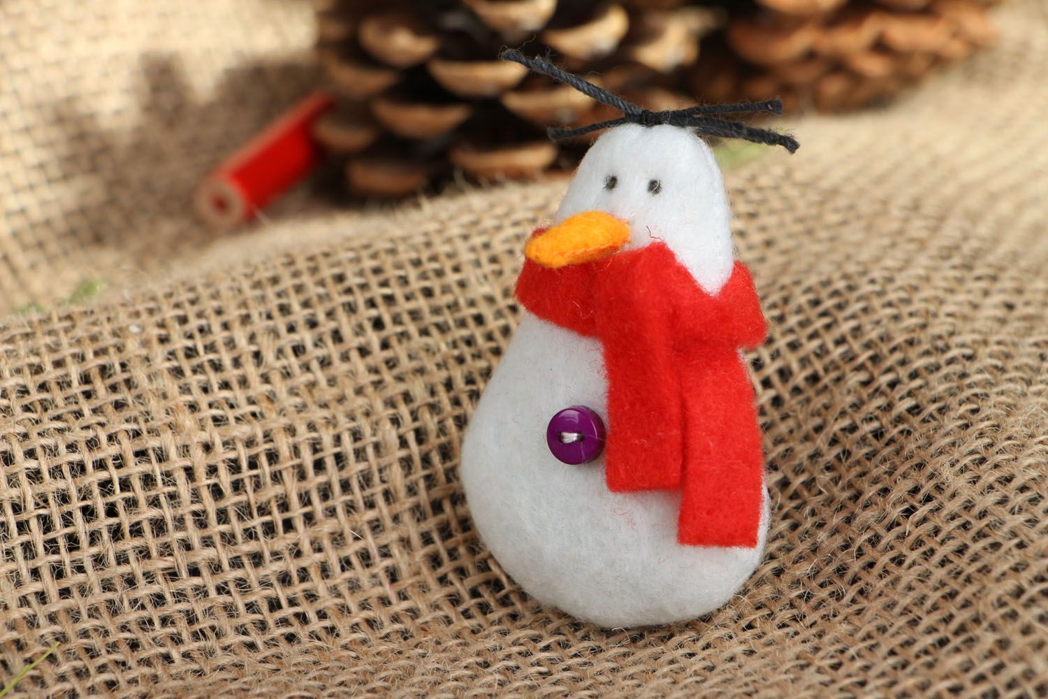 Декоративный фетровый снеговик фото 5