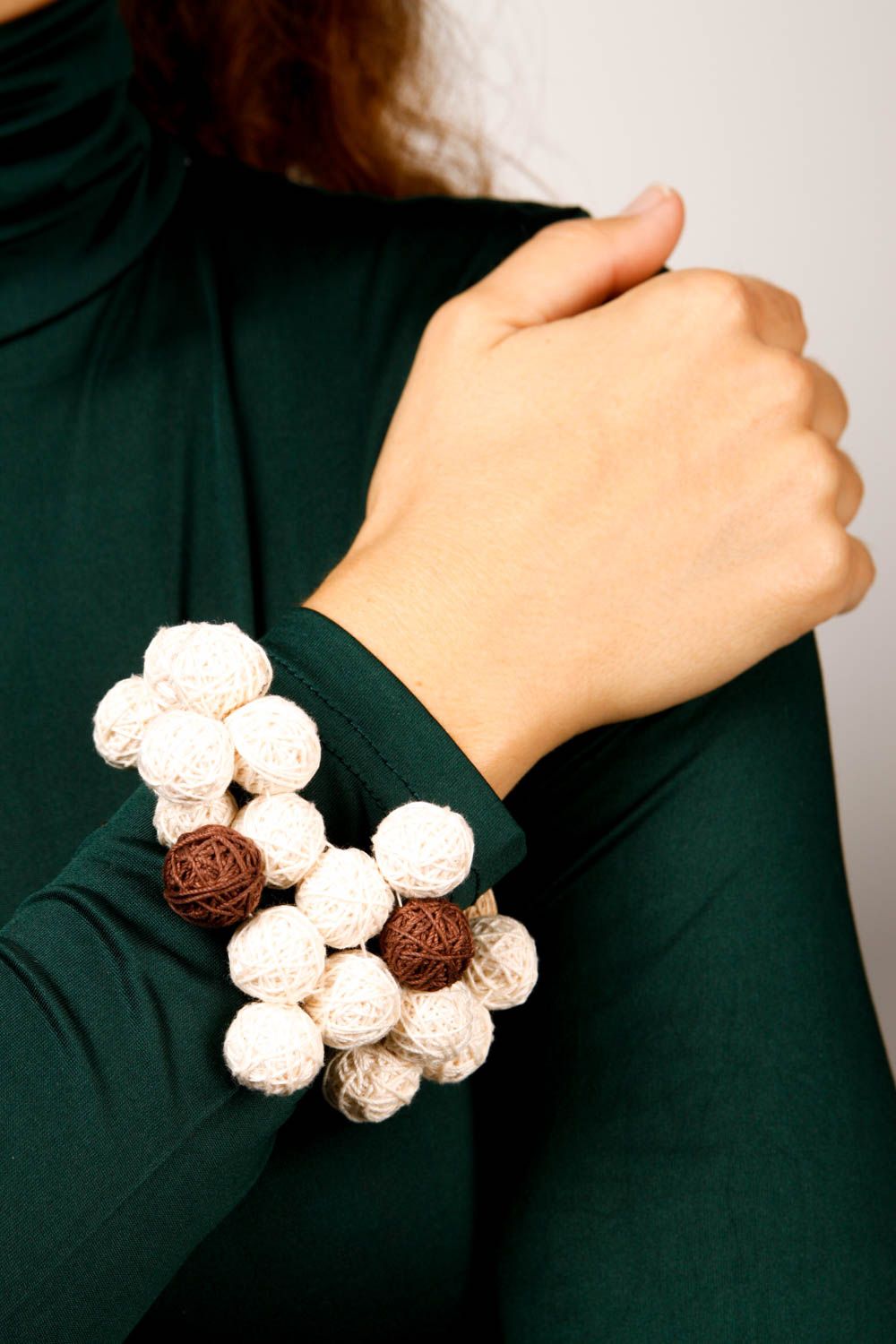 Unusual handmade textile bracelet woven ball bracelet designs gifts for her photo 1