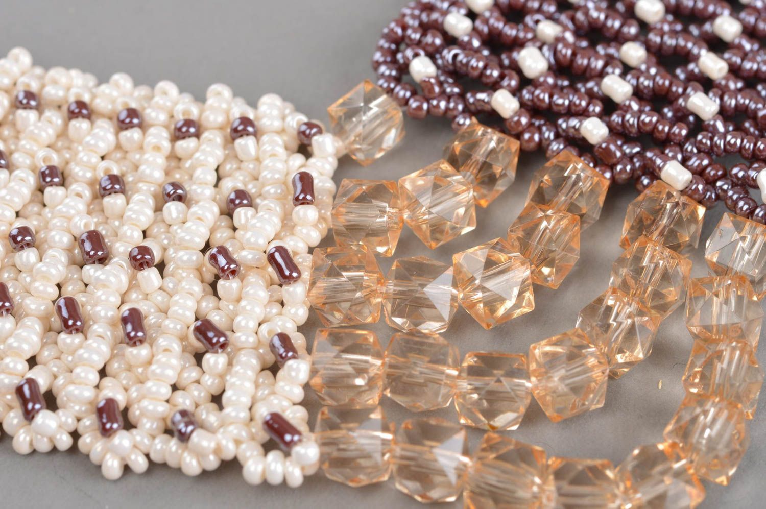 Collier en perles de rocaille fait main marron avec cristal et perles fantaisie photo 4