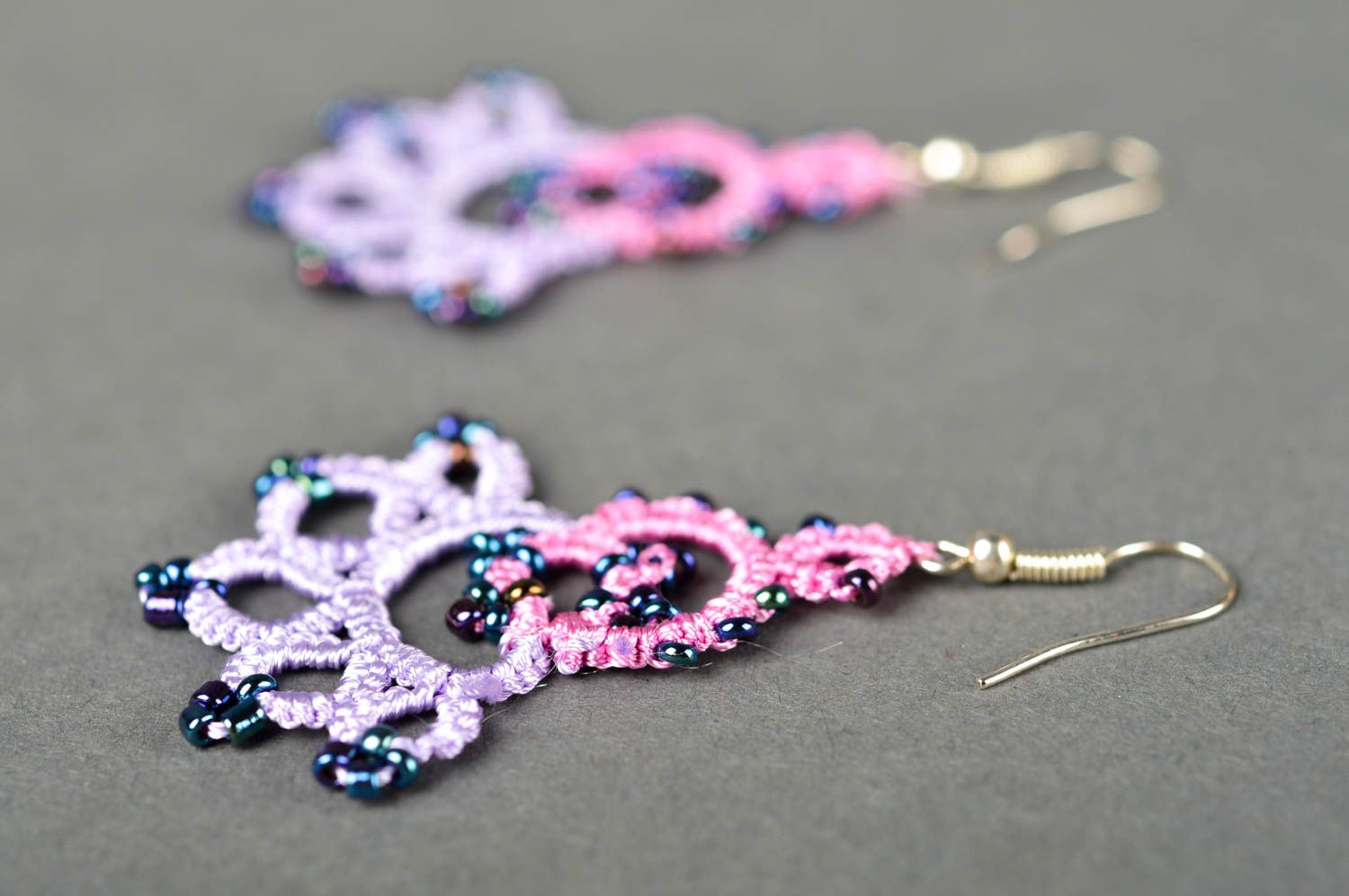 Handmade long earrings stylish tender jewelry unusual designer accessories photo 3