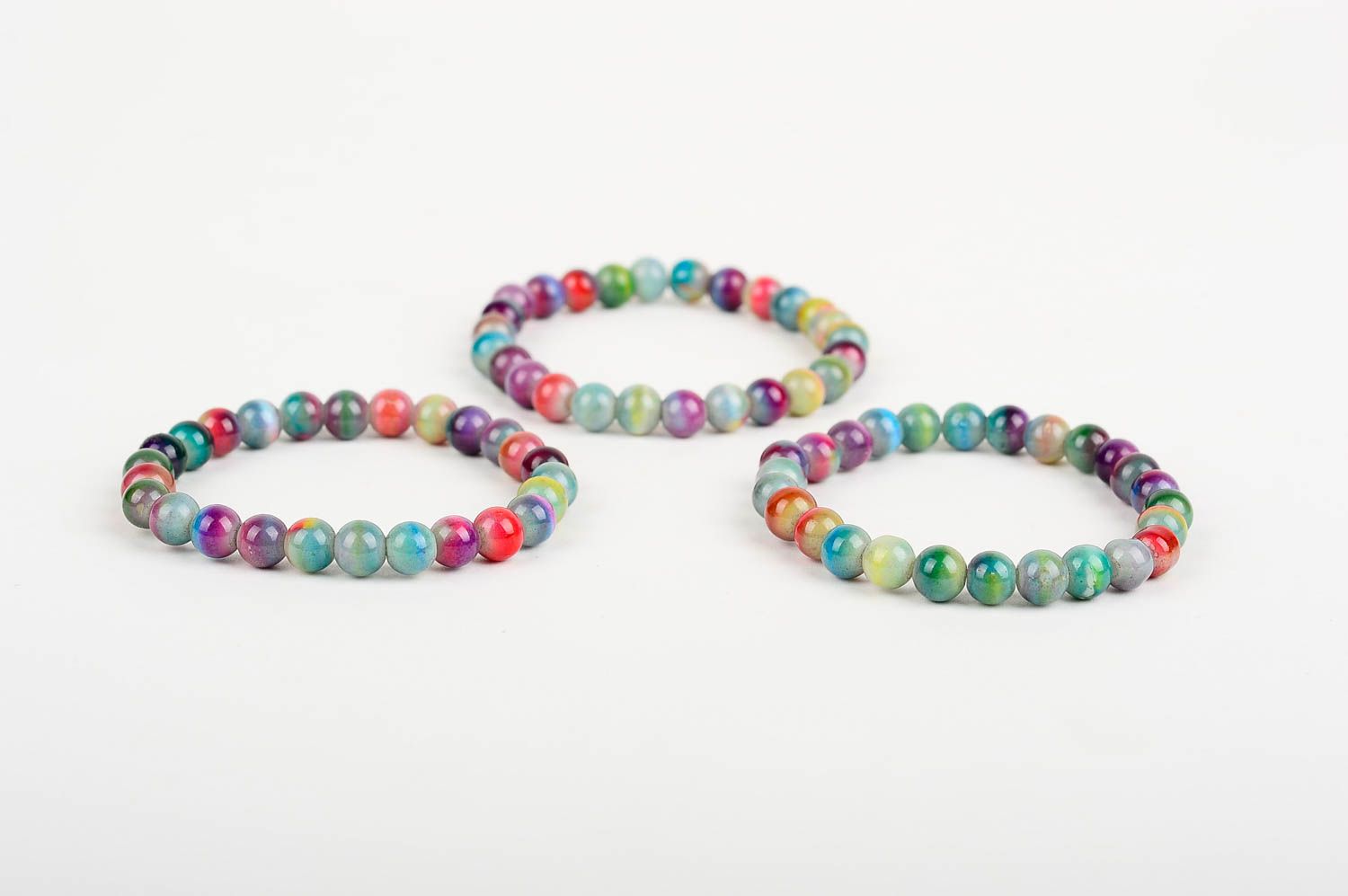 Three-layer multicolor glass beads bracelet for teen girls photo 4