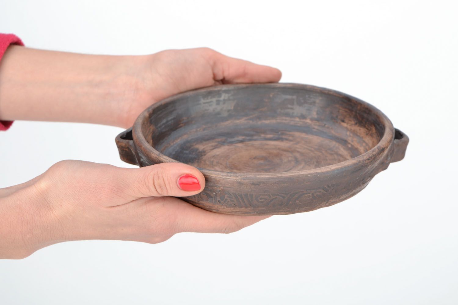 Padella in ceramica fatta a mano con maniche prodotti realizzati in argilla  foto 2
