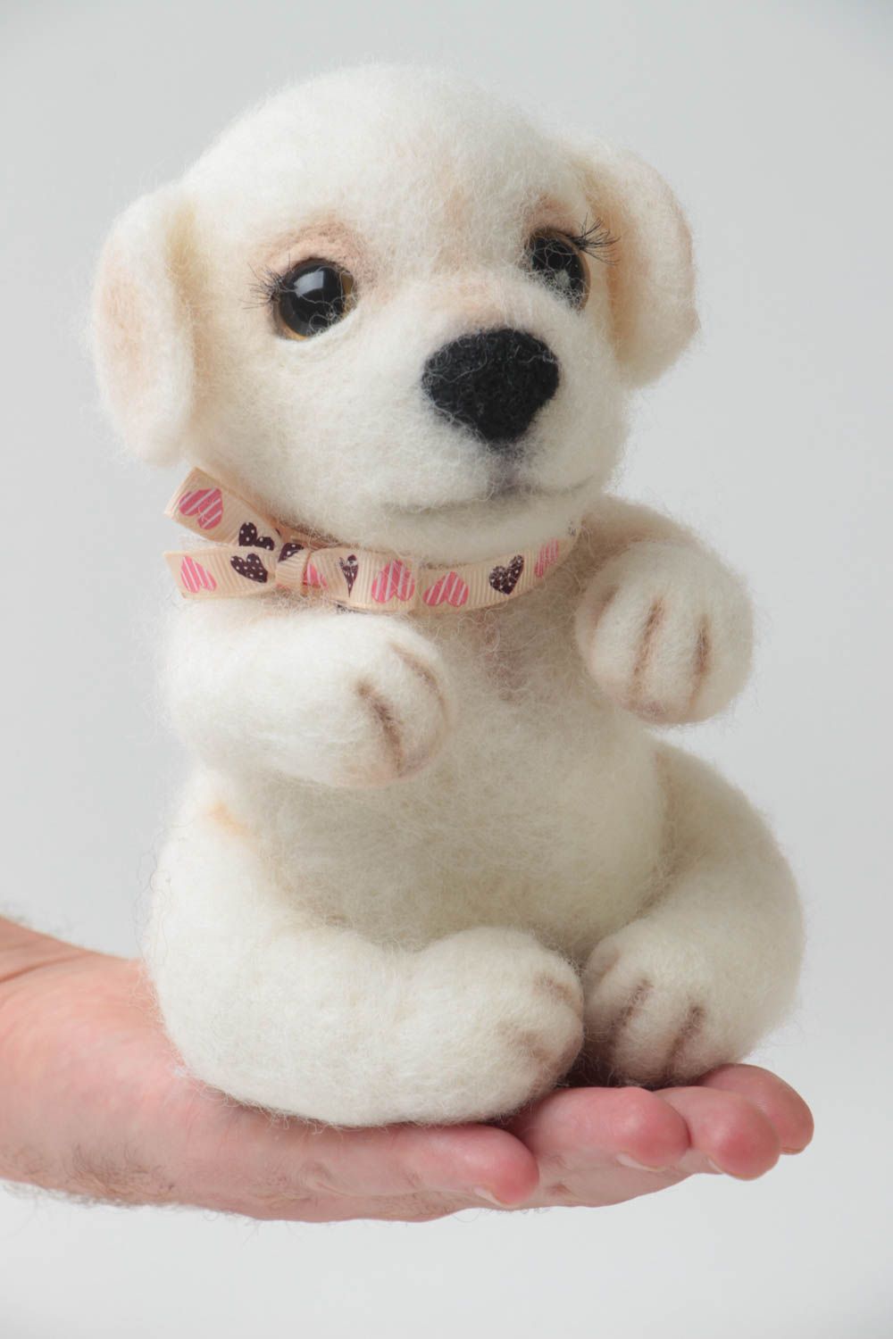 Children's handmade small felted wool toy puppy for home decor photo 5