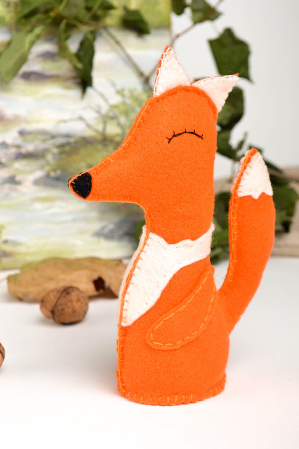 Fuchs Stofftier handgemachtes Spielzeug Filz Dekoration Kuscheltier Stoff orange foto 1