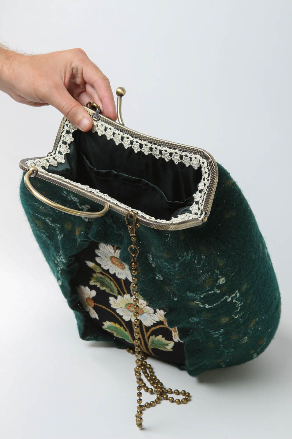 Сумка ручной работы женская сумка тайна малахита сумка валяние симпатичная фото 5