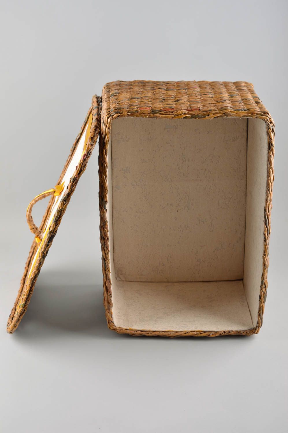 Unusual handmade paper basket woven newspaper basket interior decorating photo 5