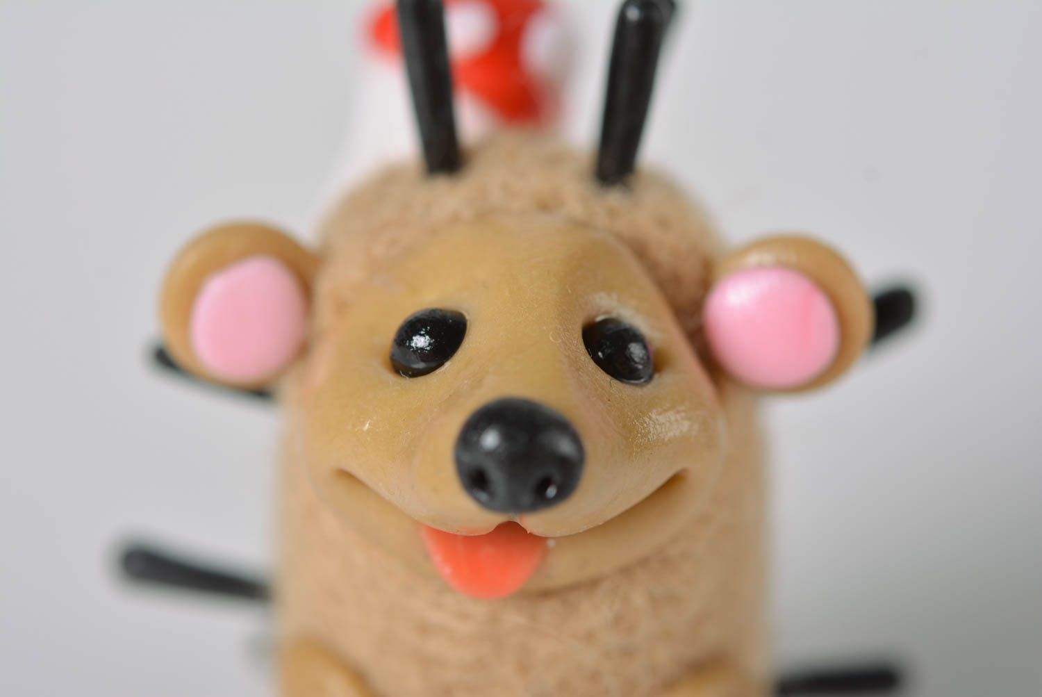 Handmade plastic figurine unusual stylish toy cute woolen statuette hedgehog photo 2