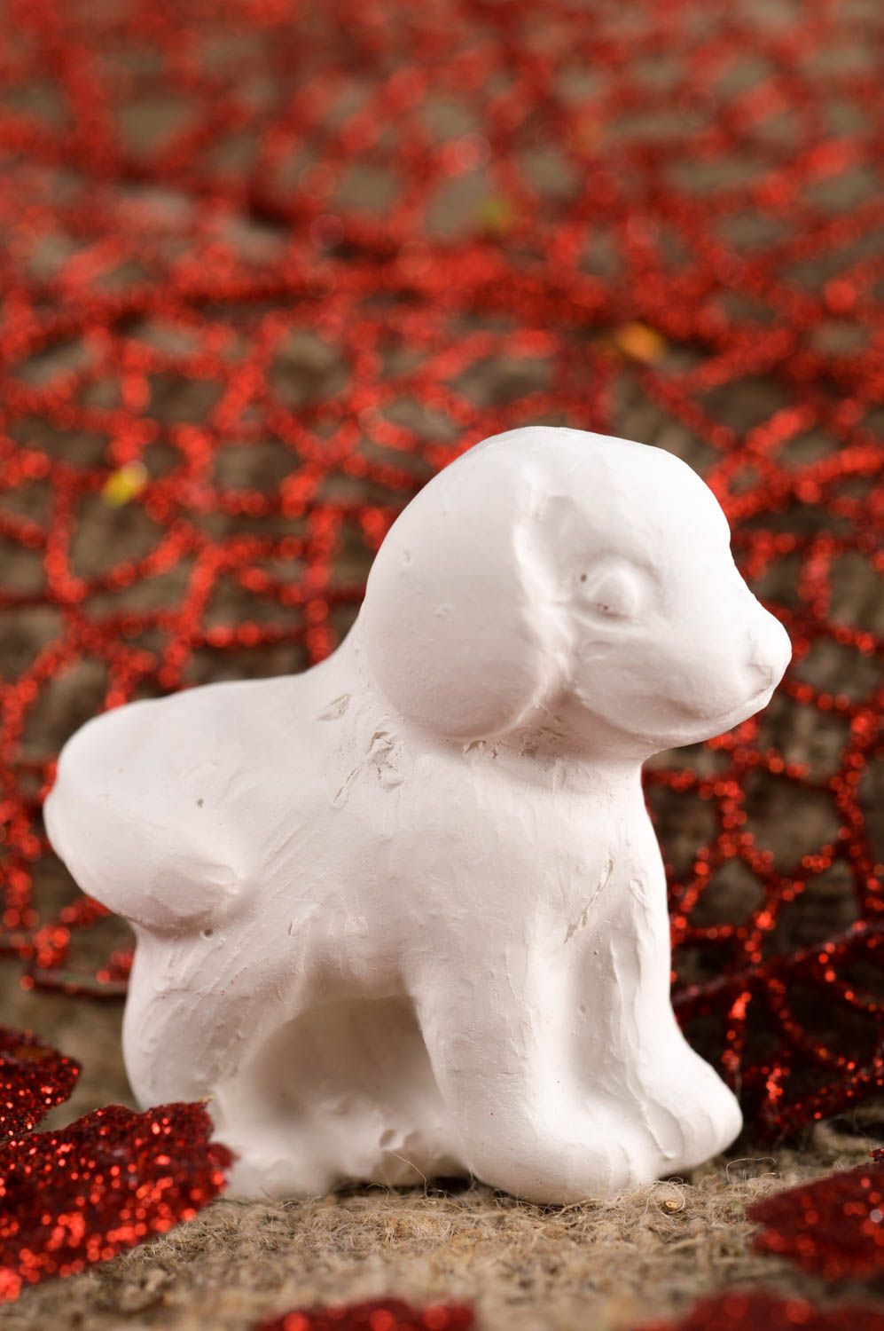 Figurine à peindre fait main Objet décoratif chien en plâtre Déco maison photo 1