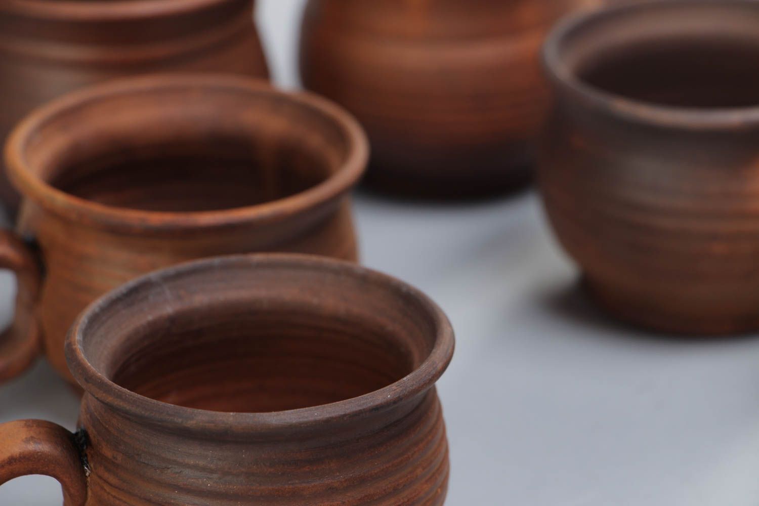 Tassen Set aus Keramik 6 Stück 60 ml in Braun Handarbeit Küchen Geschirr aus Ton foto 4