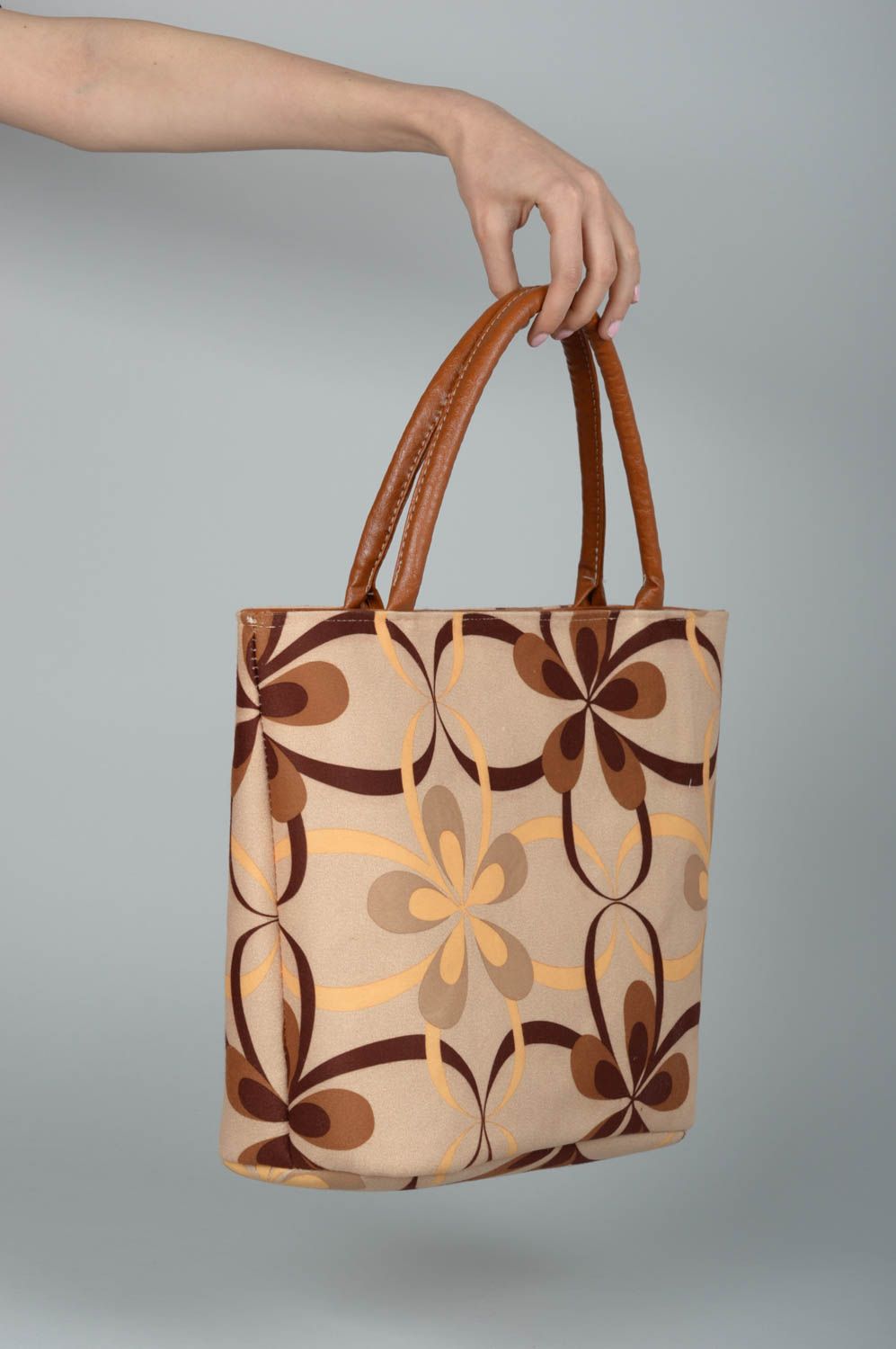 Handmade brown shoulder bag leatherette bag stylish accessory pretty bag photo 2