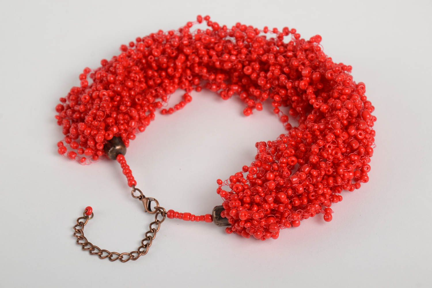 Handmade red beaded necklace unusual elegant necklace stylish female jewelry photo 4