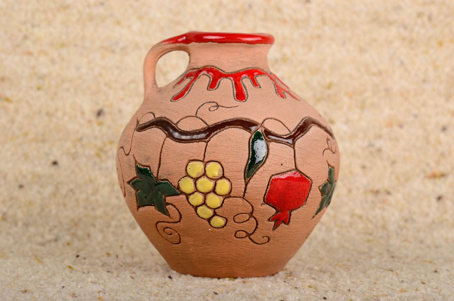 4 inches wide 12 oz ceramic wine pitcher with handle 0,5 lb photo 1
