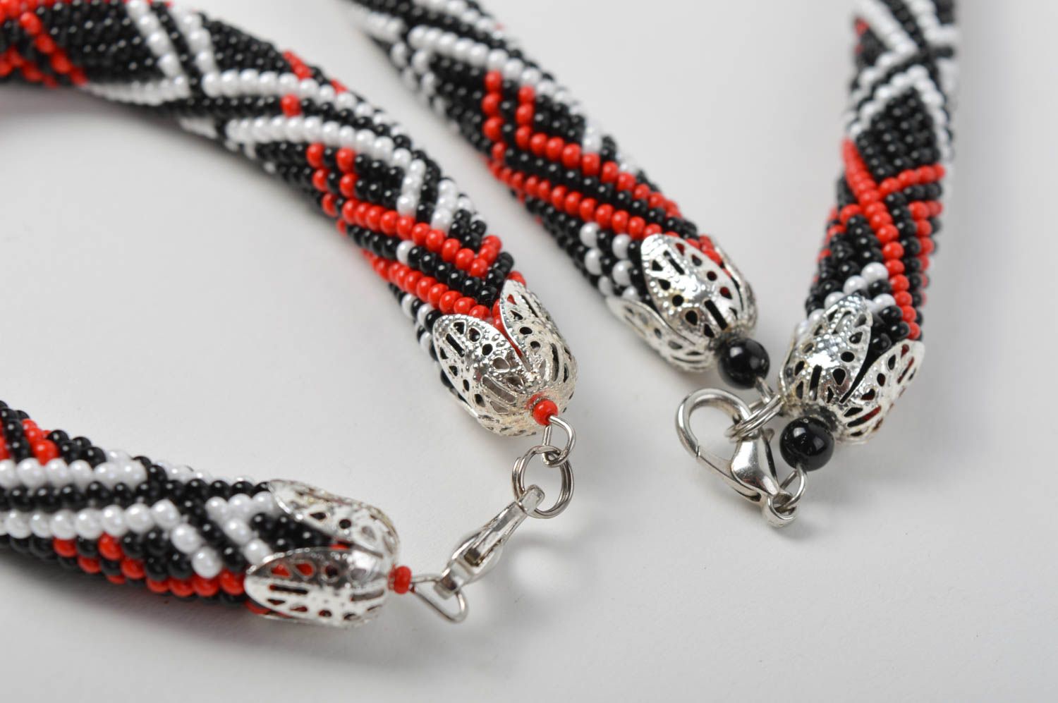 Handmade beaded cord necklace beaded cord bracelet designs jewelry set 2 pieces photo 4