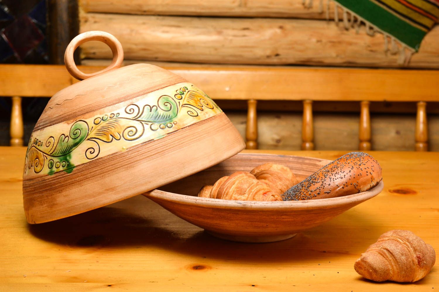 Beurrier céramique fait main Vaisselle poterie peinte Outil de cuisine original photo 1