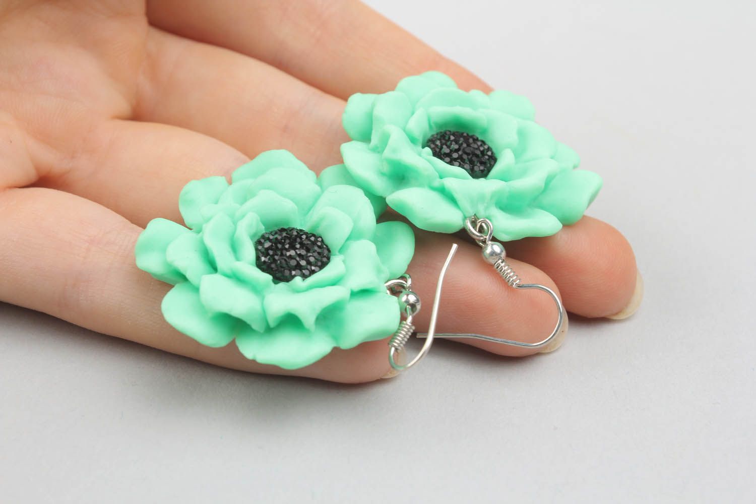 Handmade Ohrringe aus Polymerton Blume foto 2