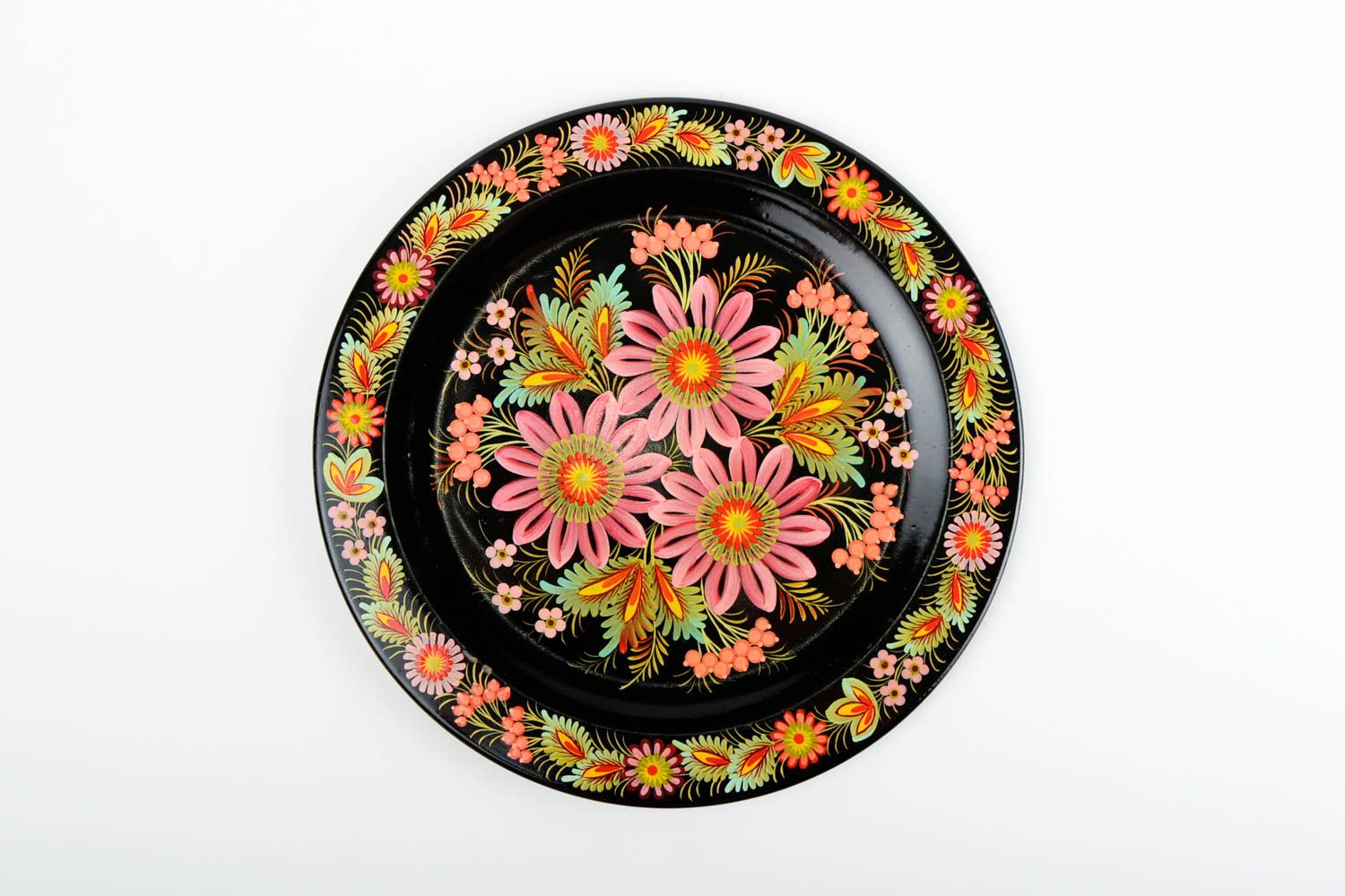 Assiette décorative fait main Vaisselle déco fleurs peinture Déco ethnique photo 4