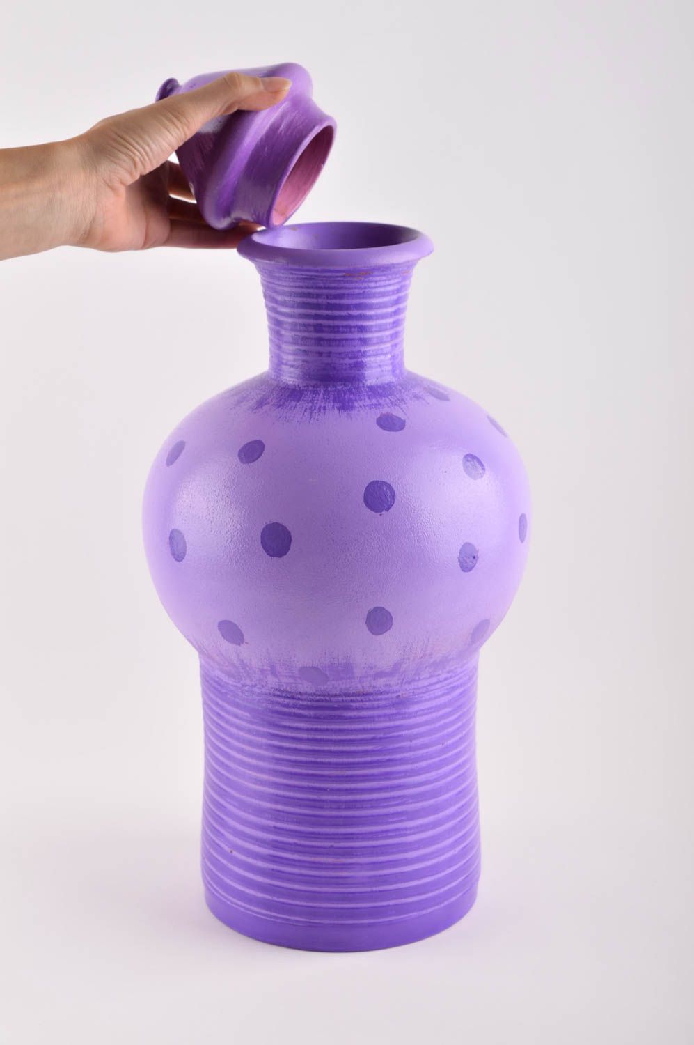 Ваза ручной работы декор для дома сиреневая декоративная ваза оригинальная фото 4