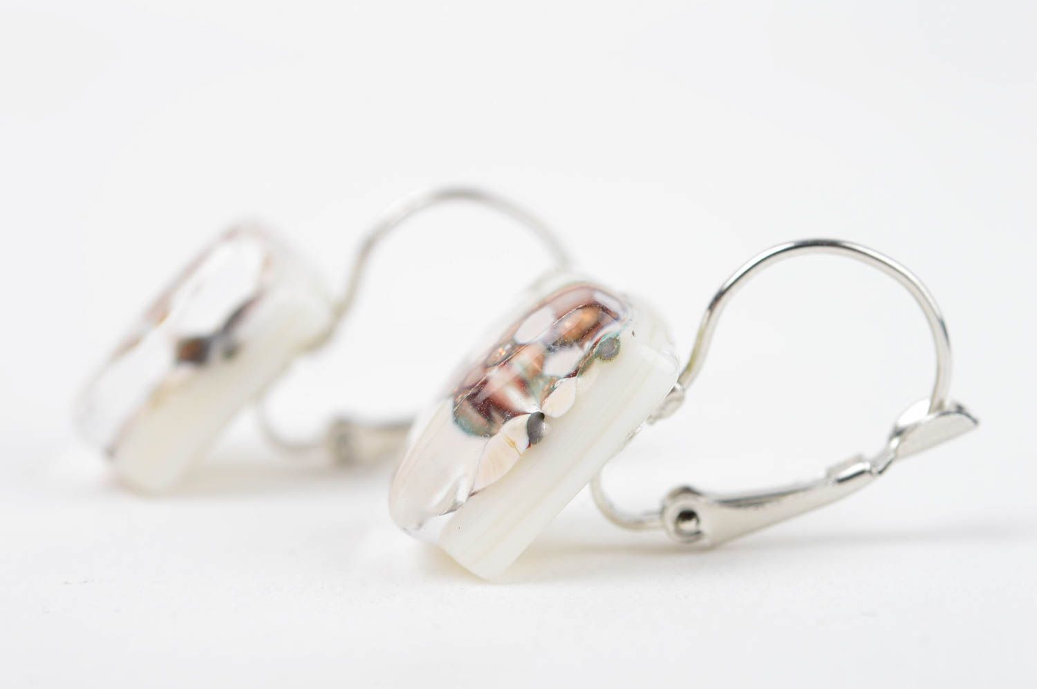 Handmade lange Ohrringe Damen Schmuck Accessoire für Frauen halbtransparent toll foto 4