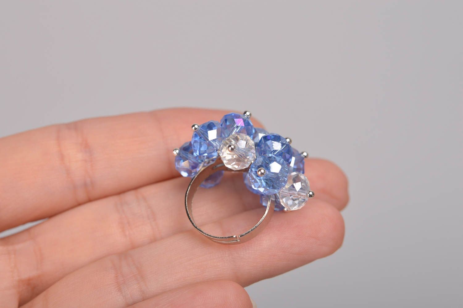 Ring Modeschmuck handmade Ring Damen Mode Accessoires originelle Geschenke blau foto 2