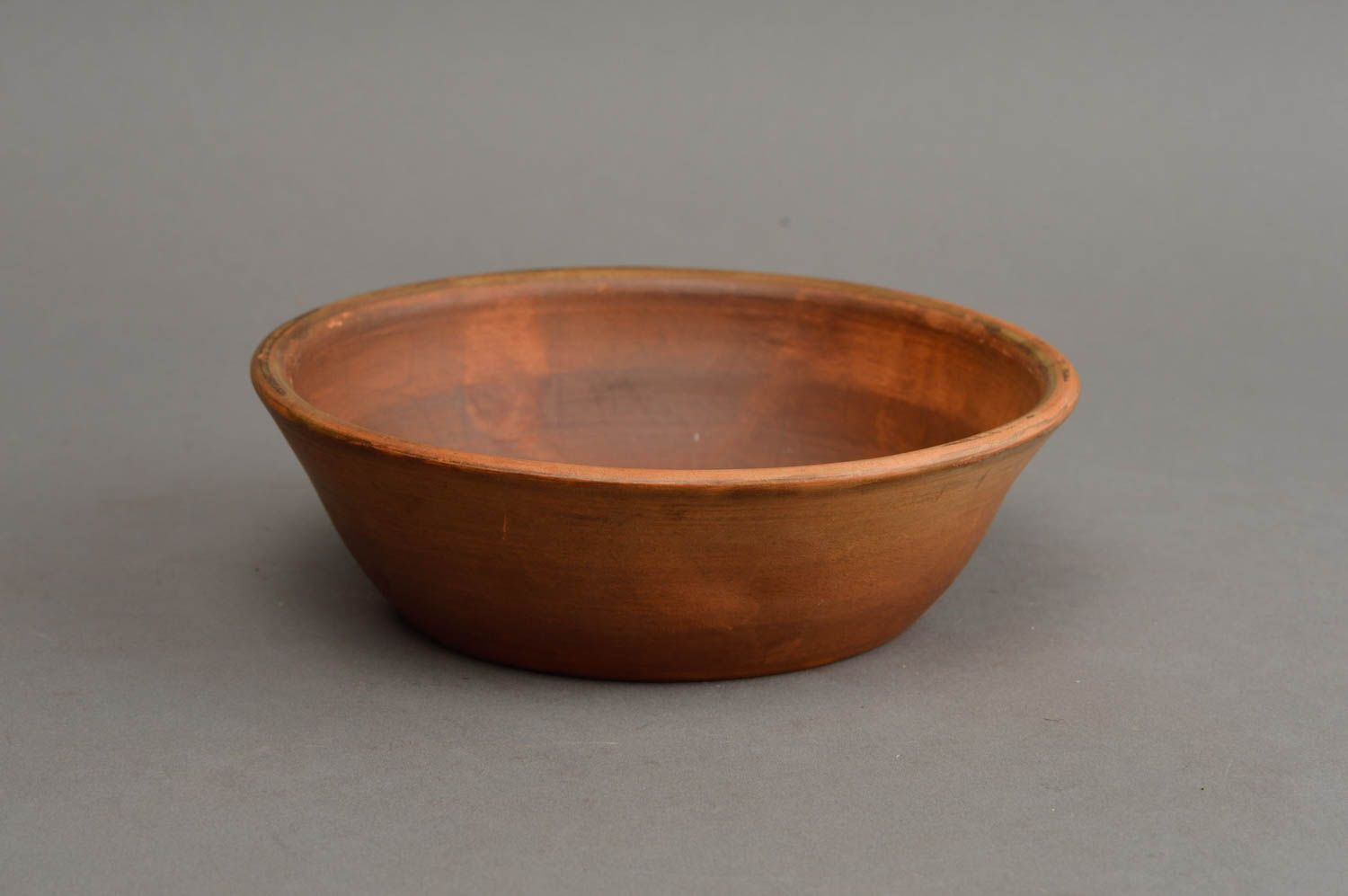 Small handmade ceramic brown bowl eco friendly red clay kitchenware  photo 3