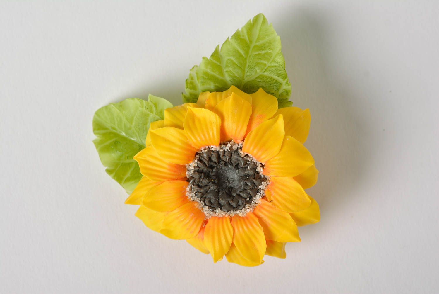 Schöne handmade Brosche Haarklammer aus Polymerton Sommerblume für Frauen foto 2