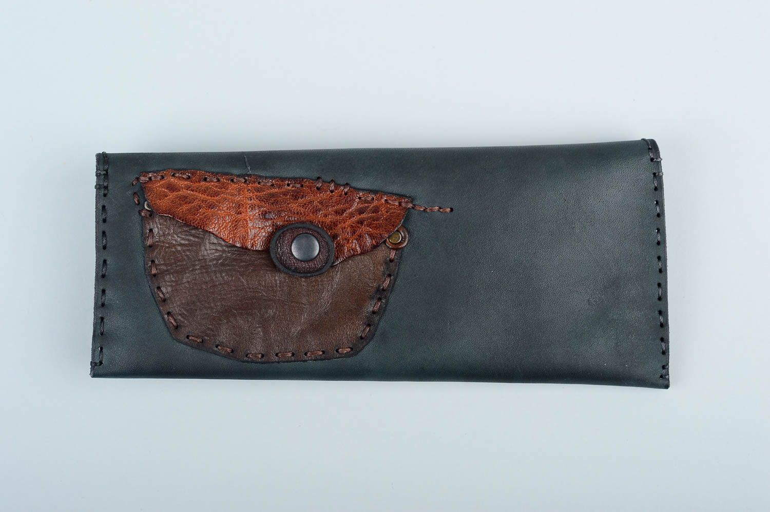 Кожаный аксессуар кошелек ручной работы стильный авторский кожаный кошелек фото 3