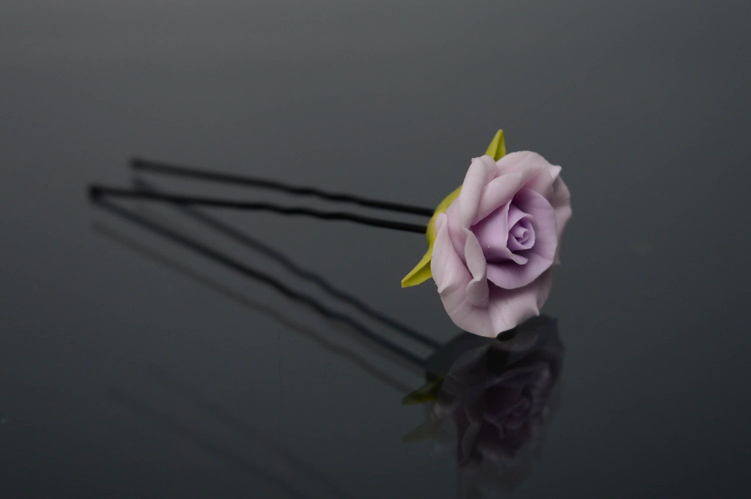 Шпилька для волос из холодного фарфора Сиреневая роза фото 1