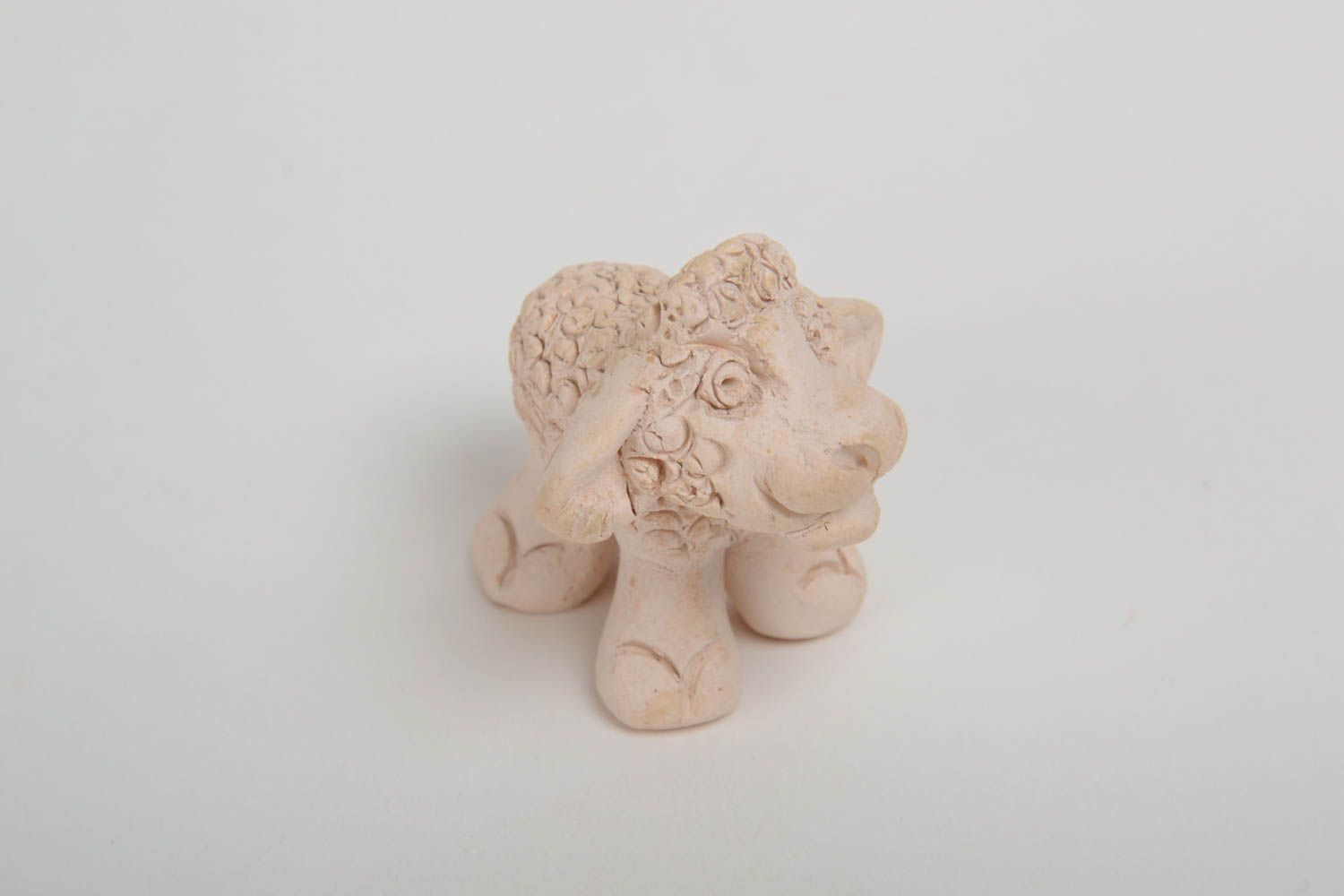 Beautiful funny handmade clay statuette of sheep small white photo 4