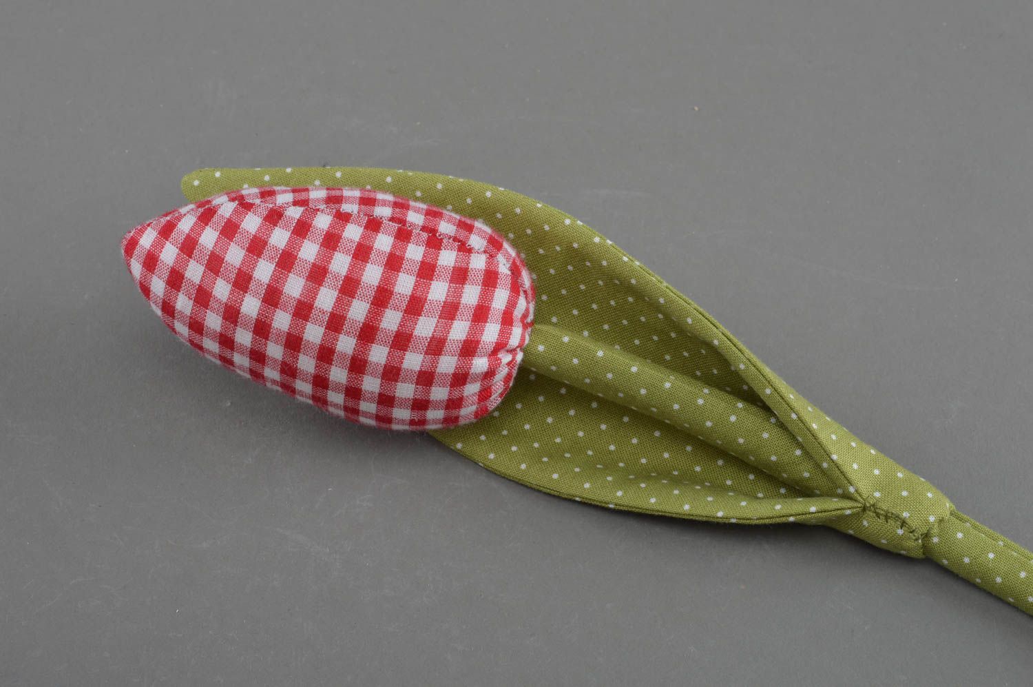 Handmade decorative soft fabric flower checkered red tulip interior soft toy photo 2