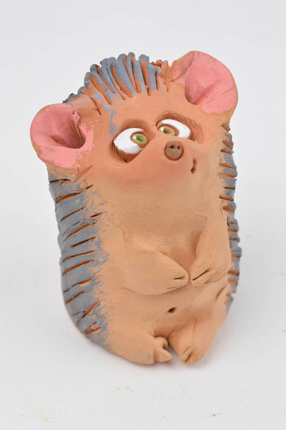 Статуэтка животного ежика ручной работы статуэтка для декора фигурка из глины фото 2