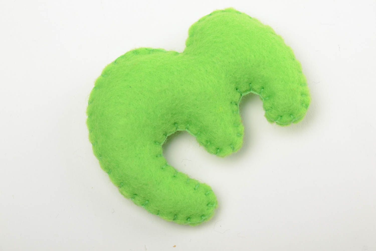 Handmade small green felt educational soft toy number 3 for count studying photo 2