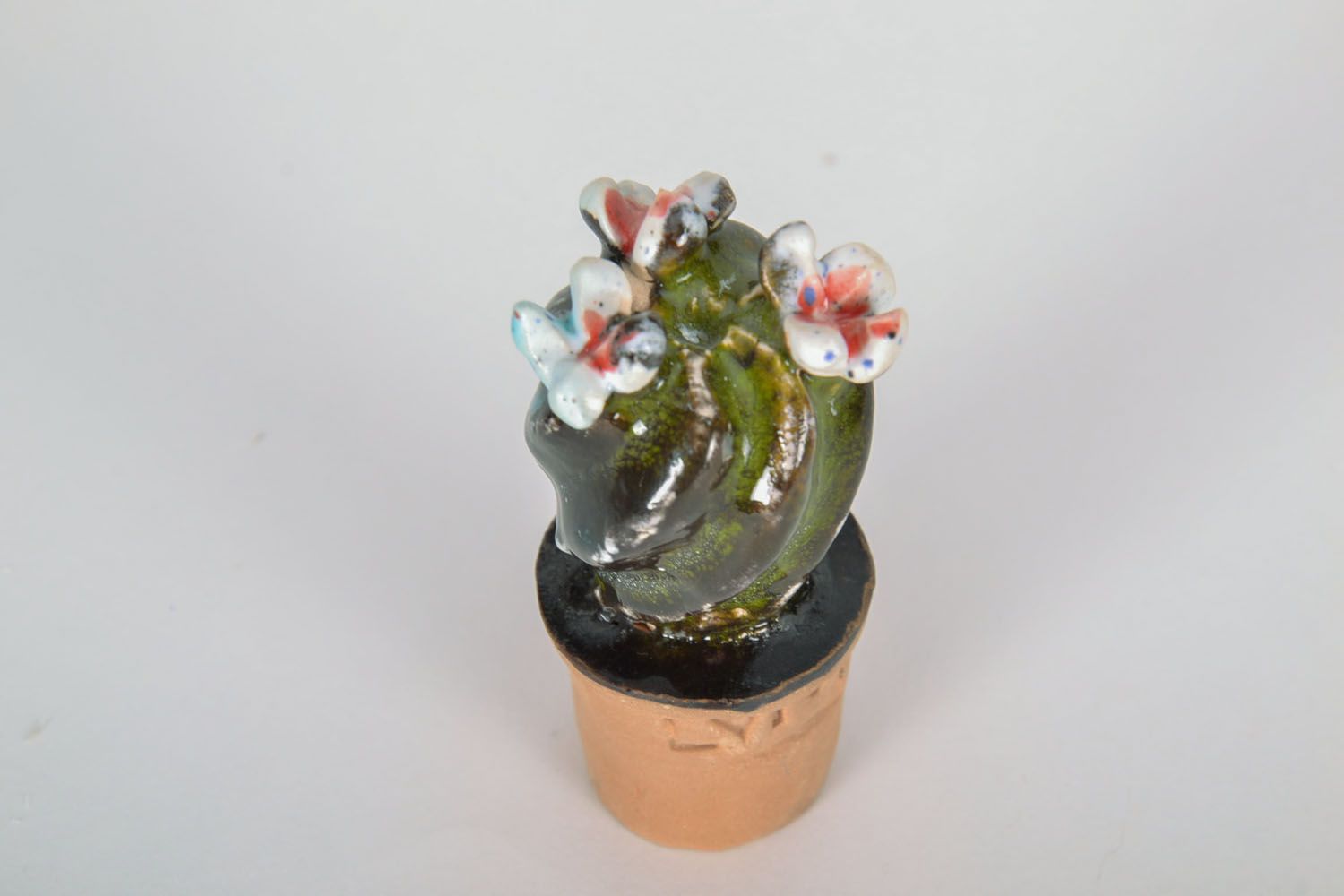 Statuette décorative Cactus en fleurs faite main photo 3
