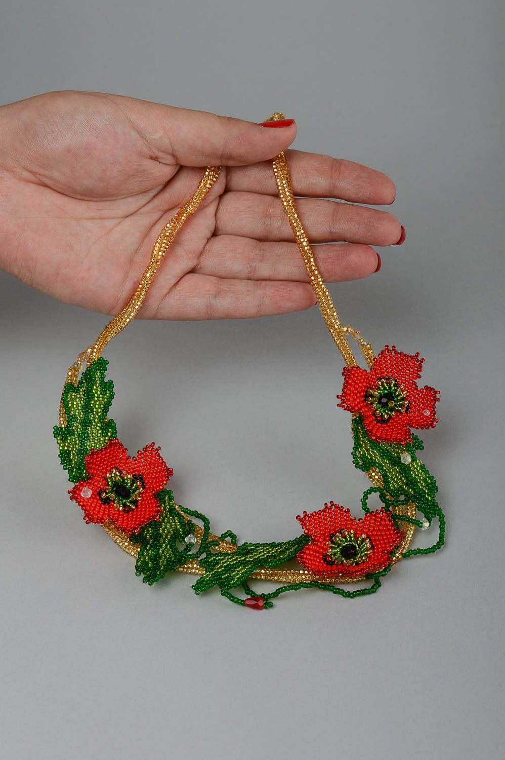 Handmade necklace seed beads necklace designer accessories flower bijouterie photo 5