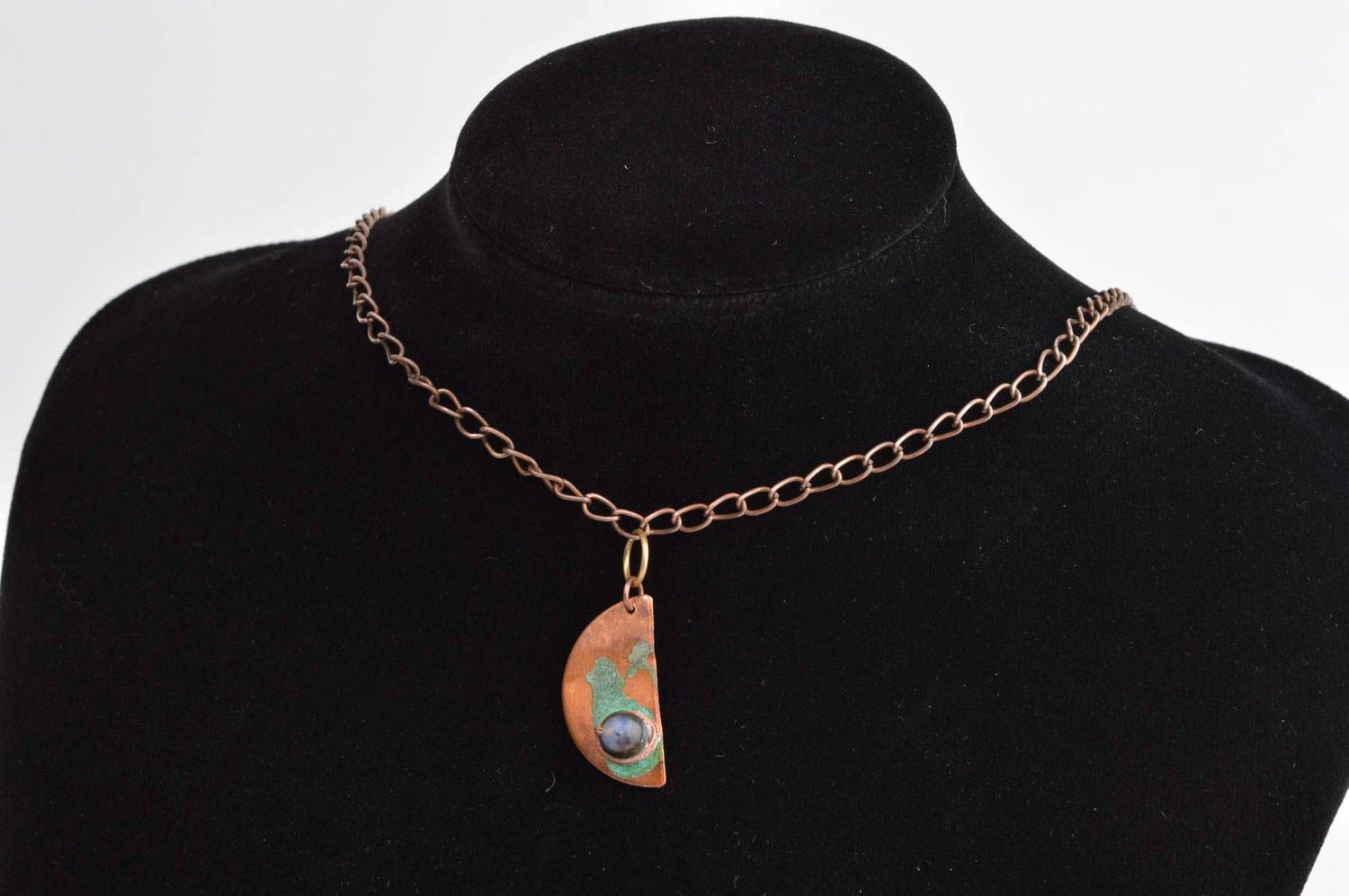 Copper neck accessory jewelry with natural stones unusual accessory gift ideas photo 1
