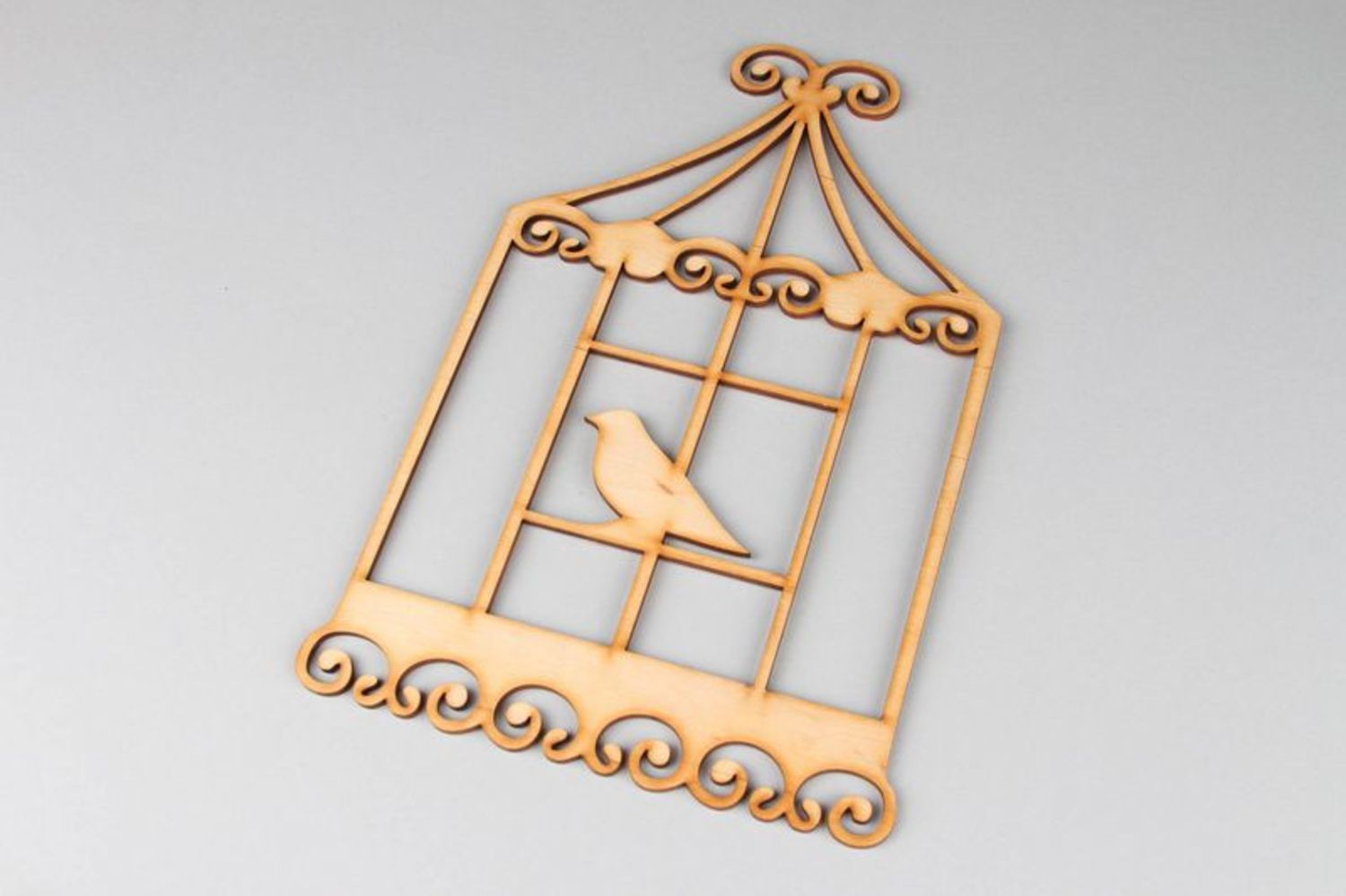 Chipboard Large cage with birds photo 4
