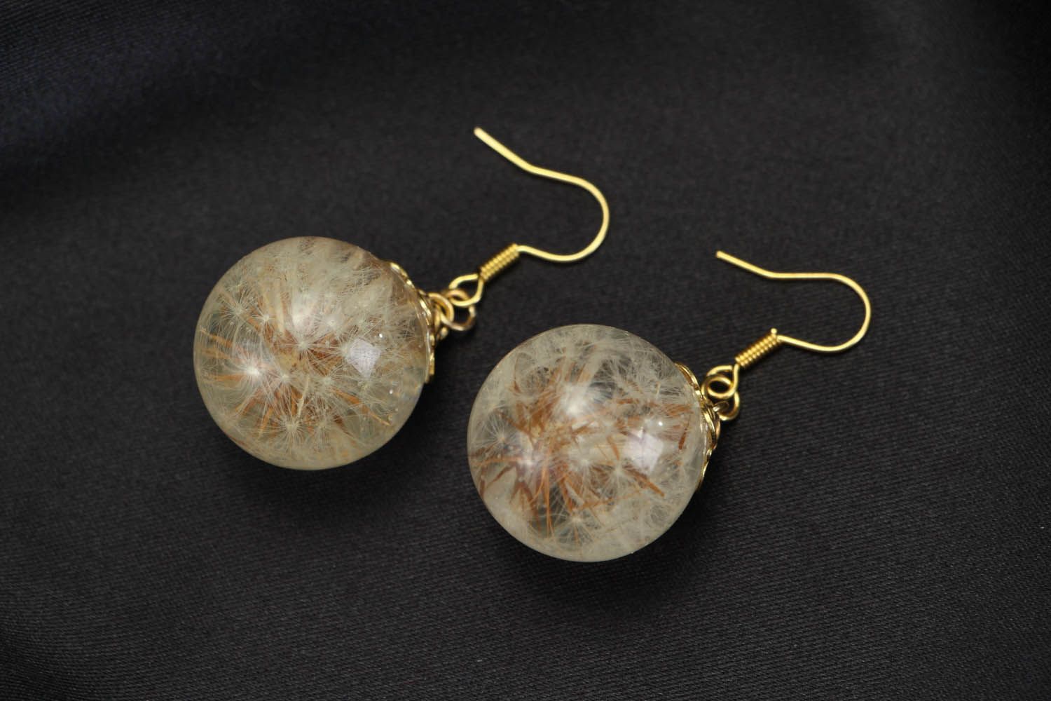 Earrings with natural dandelions photo 2