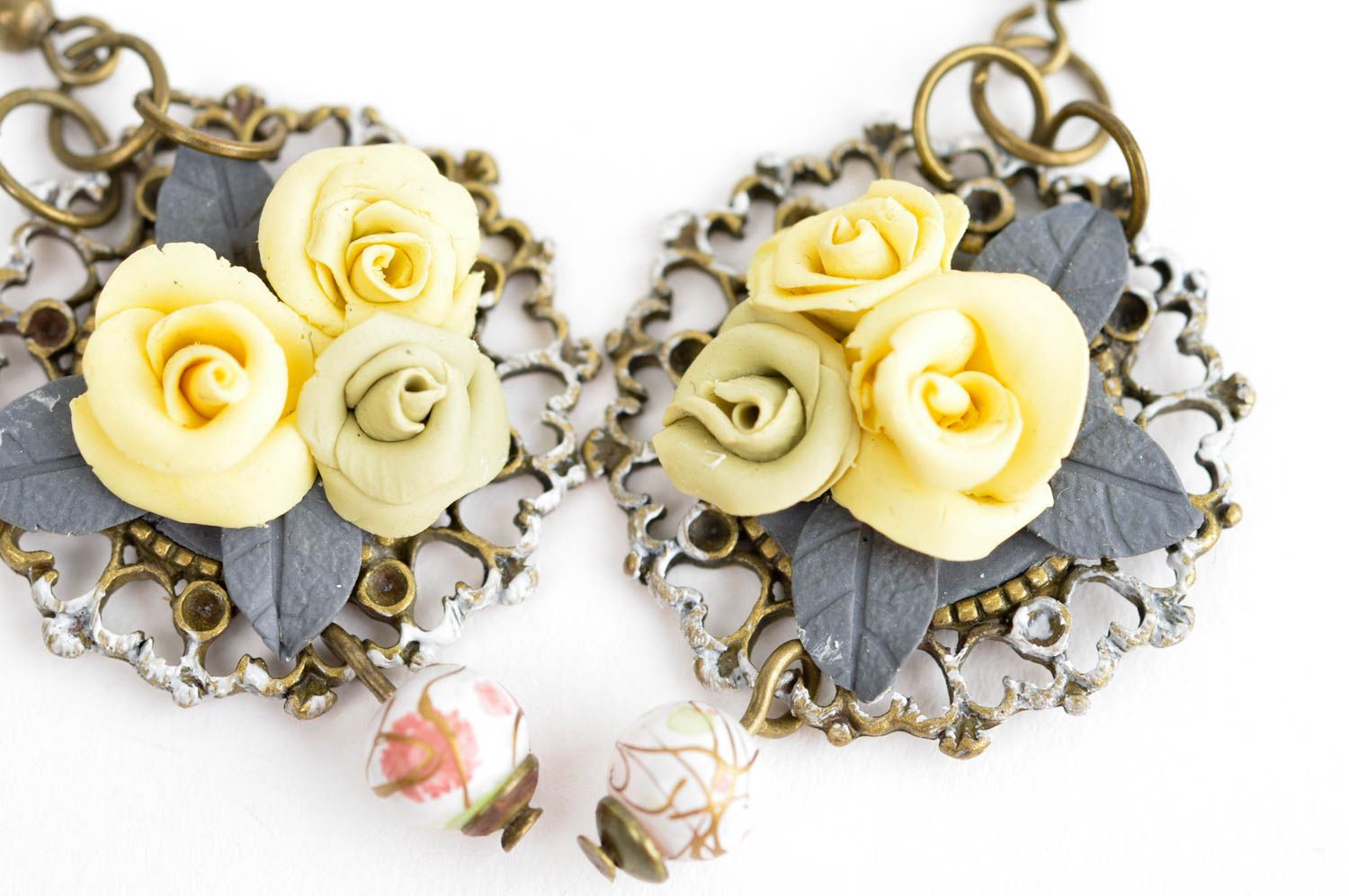 Polymer Schmuck handmade Vintage Blumen Ohrringe Geschenk für Frau modisch  foto 5