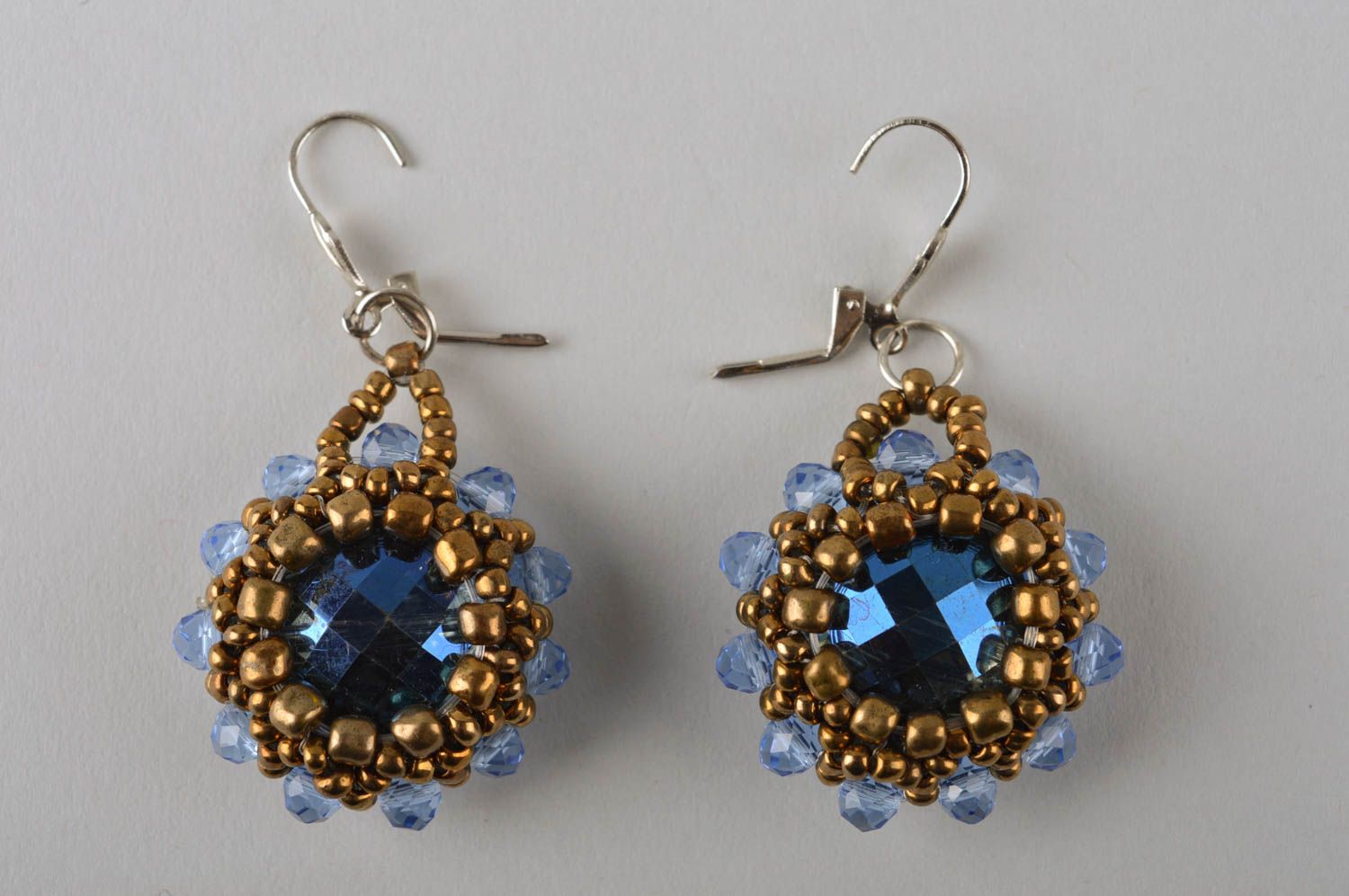 Handmade evening earrings seed beads earrings fashion jewelry stylish accessory photo 3