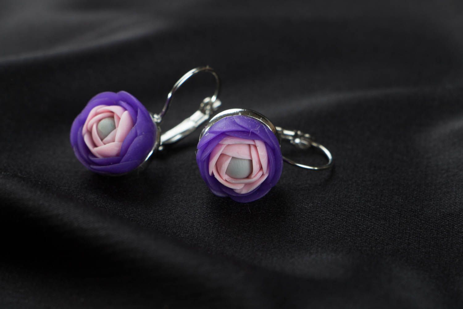 Polymer clay earrings Flower Buds photo 2