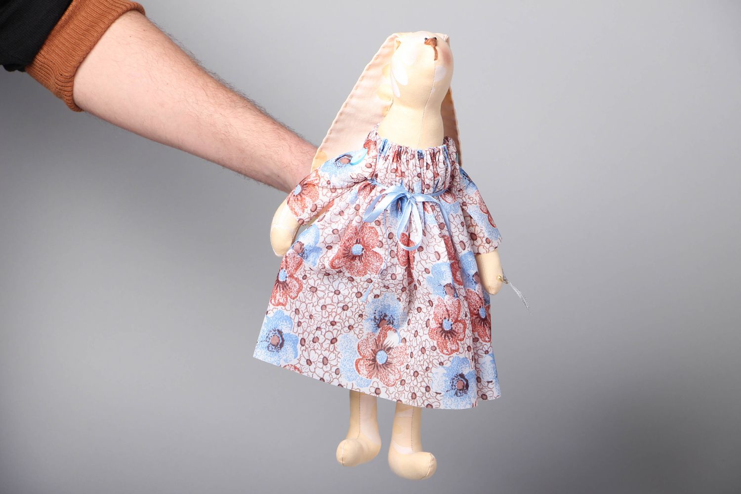 Handmade fabric toy Rabbit Marta in Dress photo 4
