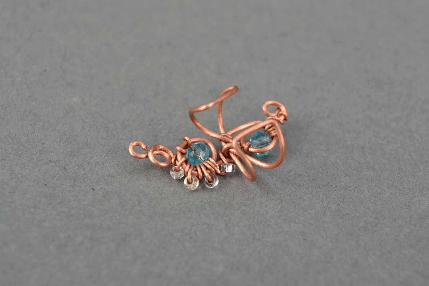 Wire wrap copper ear cuff with crystal photo 4