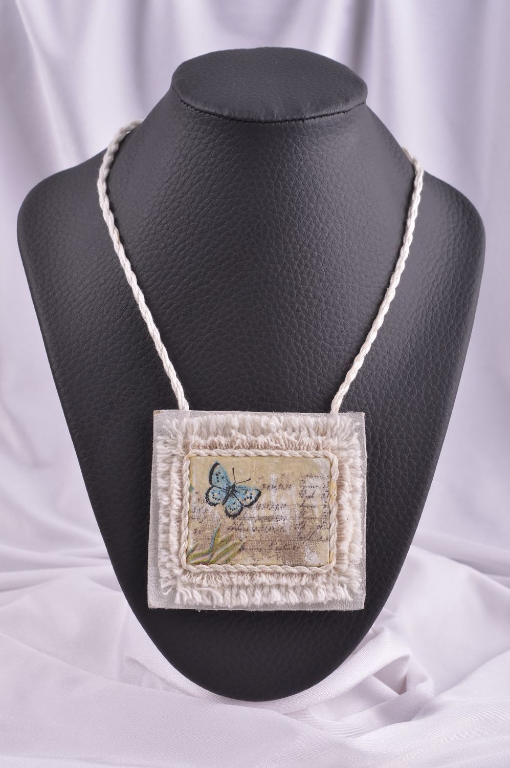 Handmade Damen Anhänger Leder Schmuck Halskette mit Anhänger Geschenke Idee foto 1