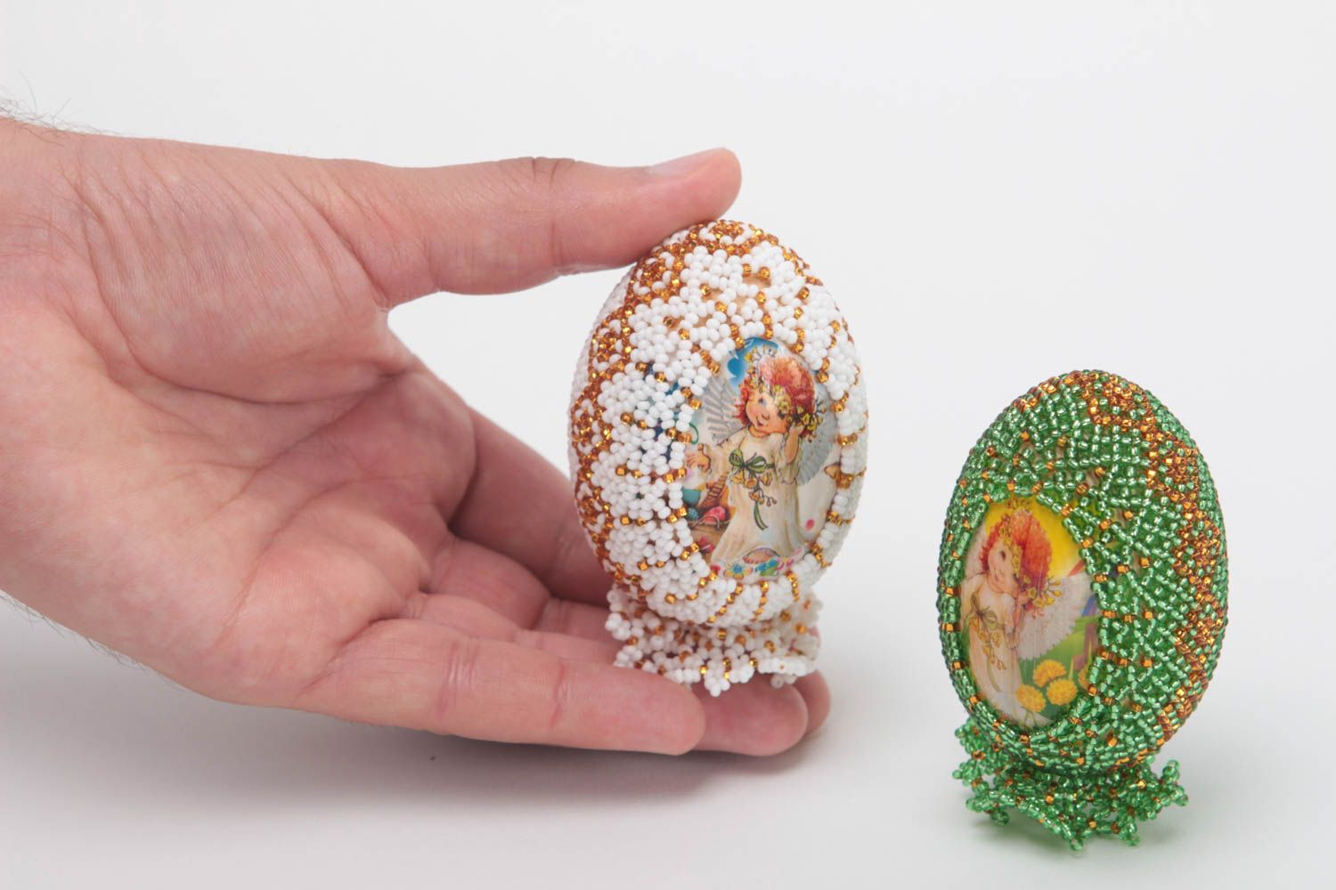 Set of 2 decorative eggs handmade home decor Easter egg designs handmade gifts photo 5
