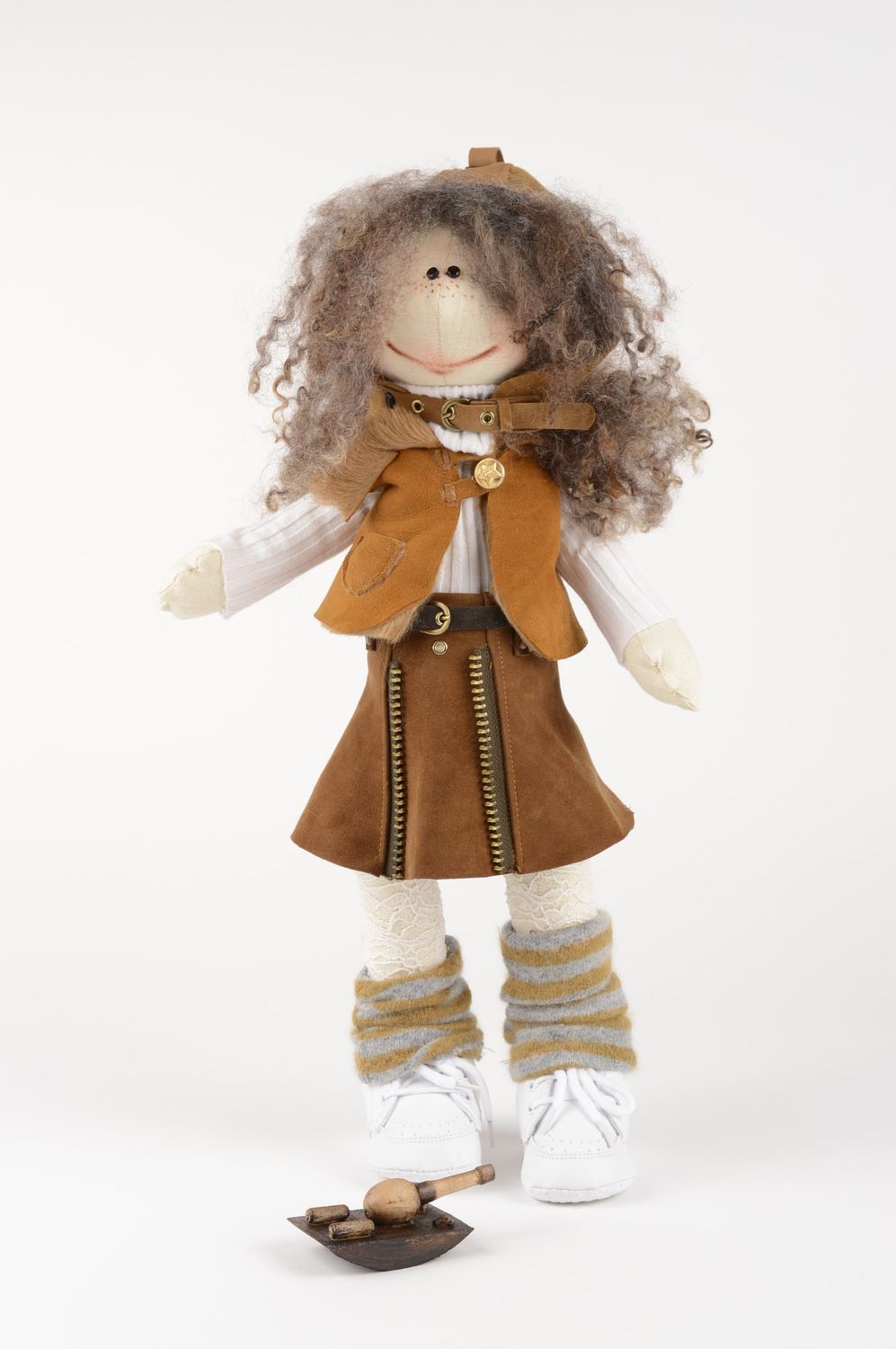 Необычная кукла ручной работы мягкая кукла из льна кукла из ткани с игрушкой фото 1