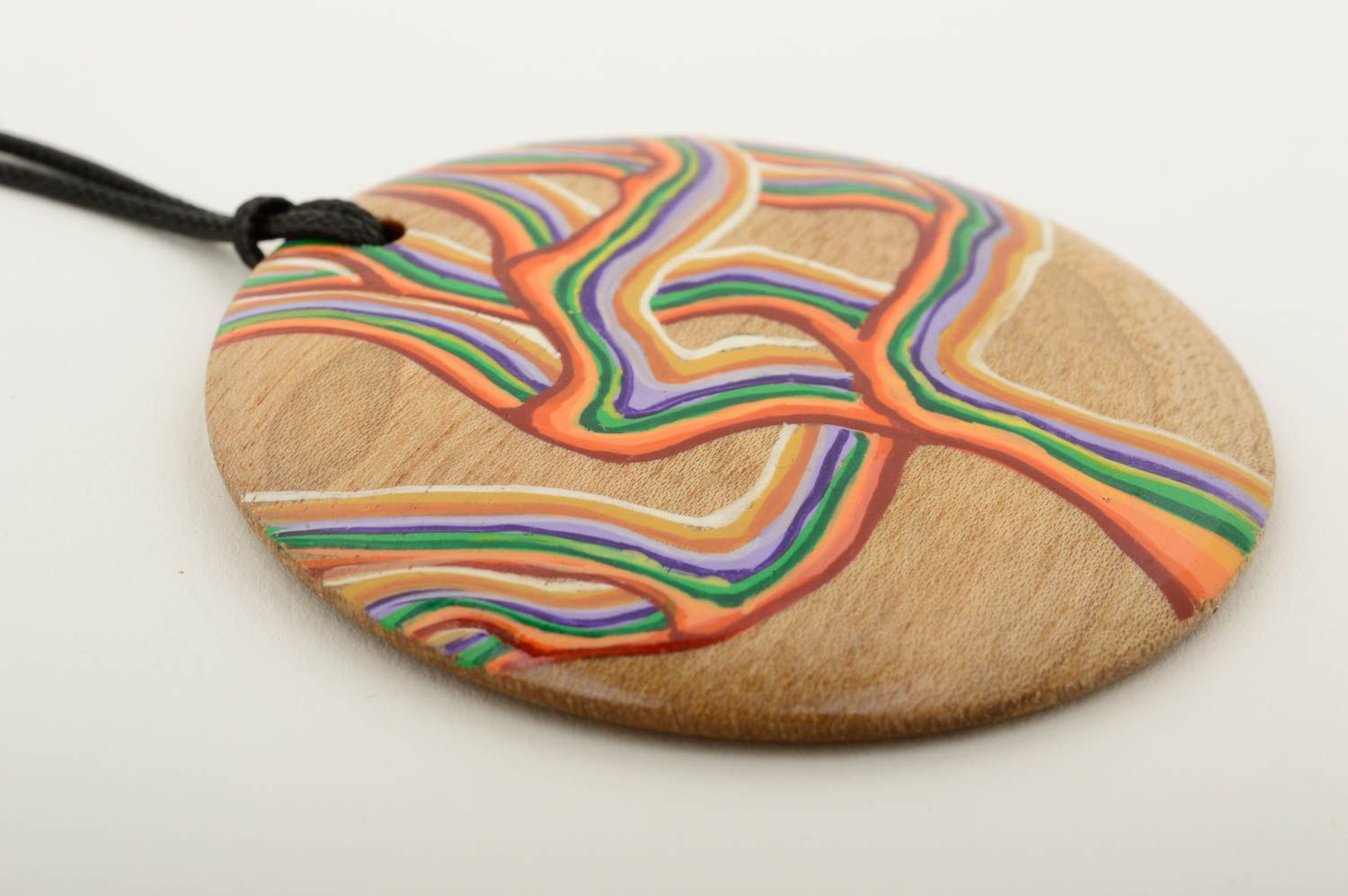 Colgante de madera hecho a mano bisutería fina accesorio de moda con colores foto 4