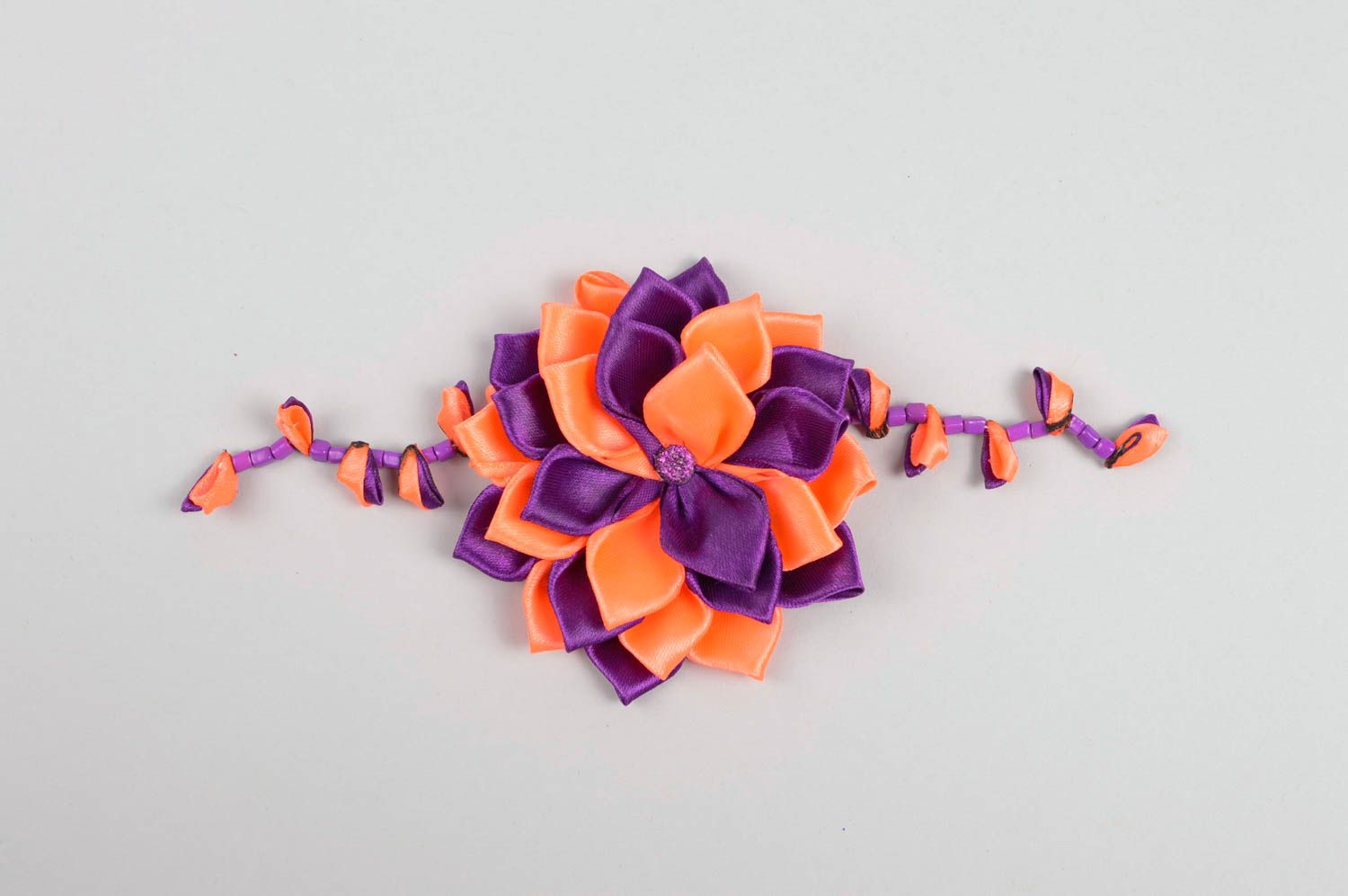 Violett orange Blume Haarspange handgemachter Schmuck Accessoire für Mädchen  foto 5