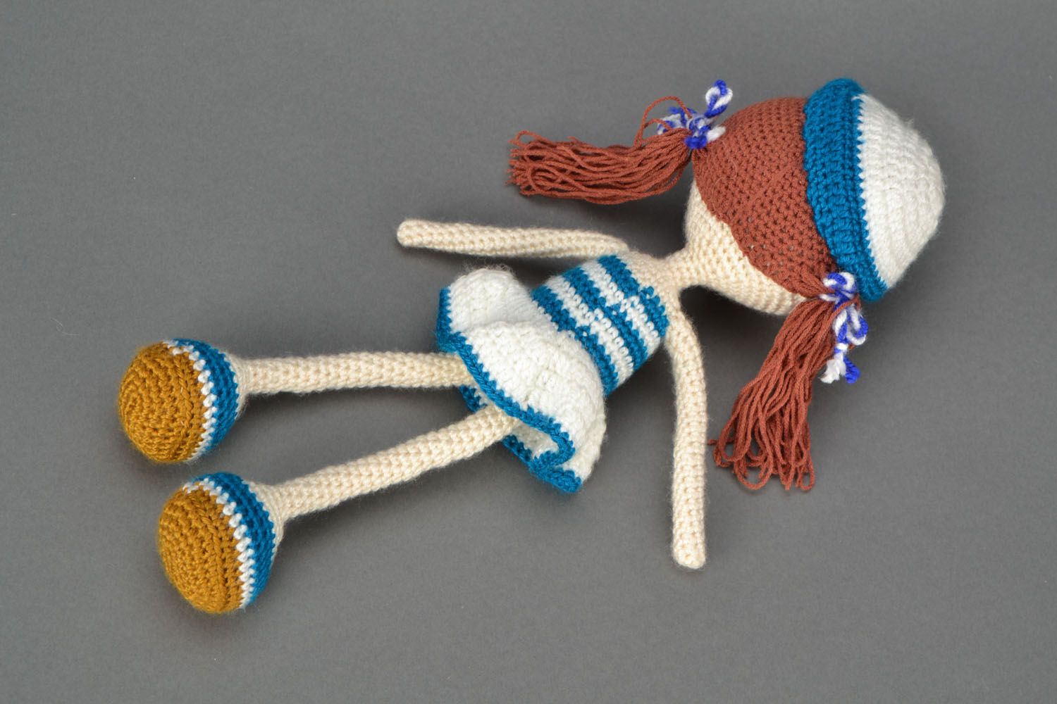 Poupée tricot au crochet Fille marine photo 5